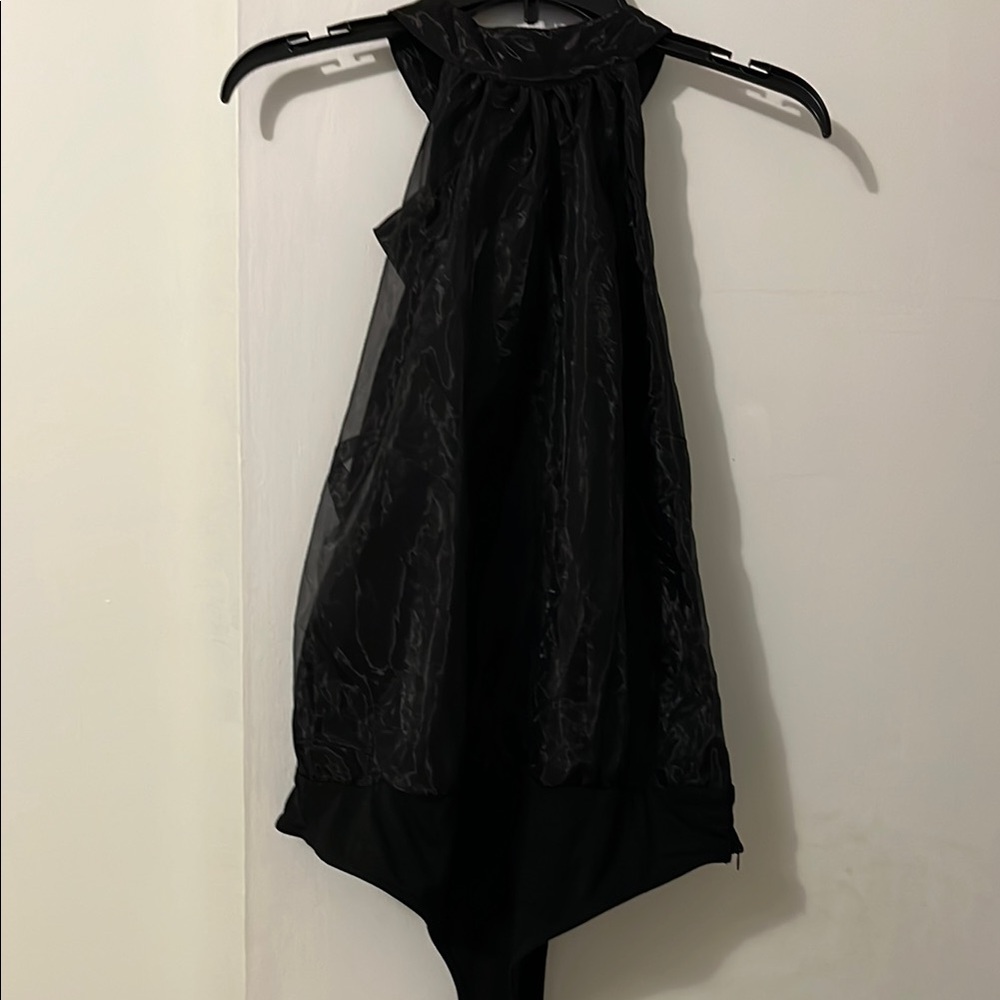 Elegant Black Sleeveless Backless Bodysuit